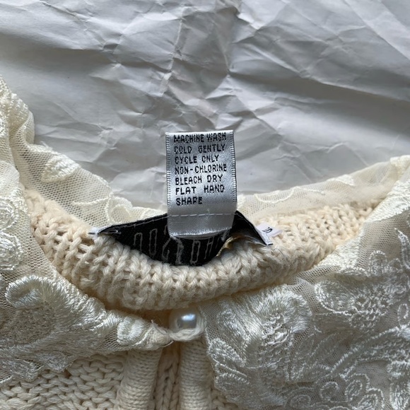 Vintage Knit Sweater, S, Cream, Cotton & Ramie, Good Condition - Picture 6 of 8